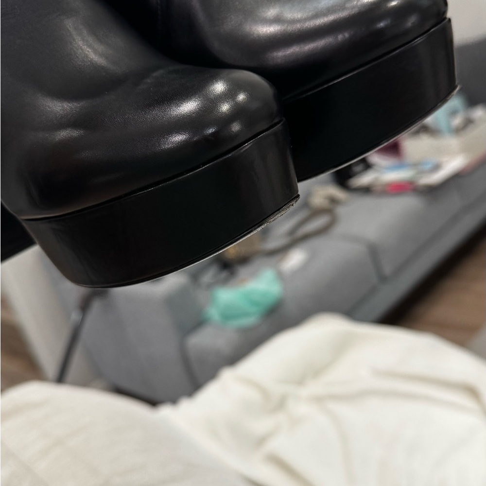 Prada Black Platform Block-Heel Ankle Boots - Picture 3 of 10